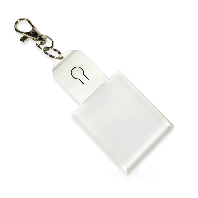 New Arrival Sublimation Transparent Acrylic LED Light Single Sided Print Keyring DIY Keychain