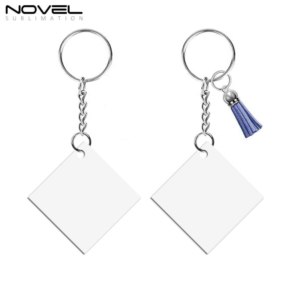 Sublimation MDF Keychains with Tassel MDF Key Ring 6 Shapes Sublimation Blank Keyring 30pcs/set