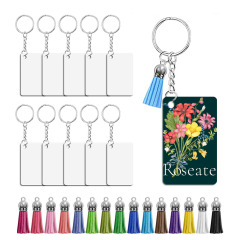 Sublimation MDF Keychains with Tassel MDF Key Ring 6 Shapes Sublimation Blank Keychain 30pcs/set