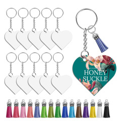 Sublimation MDF Keychains with Tassel MDF Key Ring 6 Shapes Sublimation Blank Keychain 30pcs/set