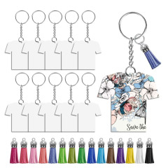 Sublimation MDF Keychains with Tassel MDF Key Ring 6 Shapes Sublimation Blank Keychain 30pcs/set