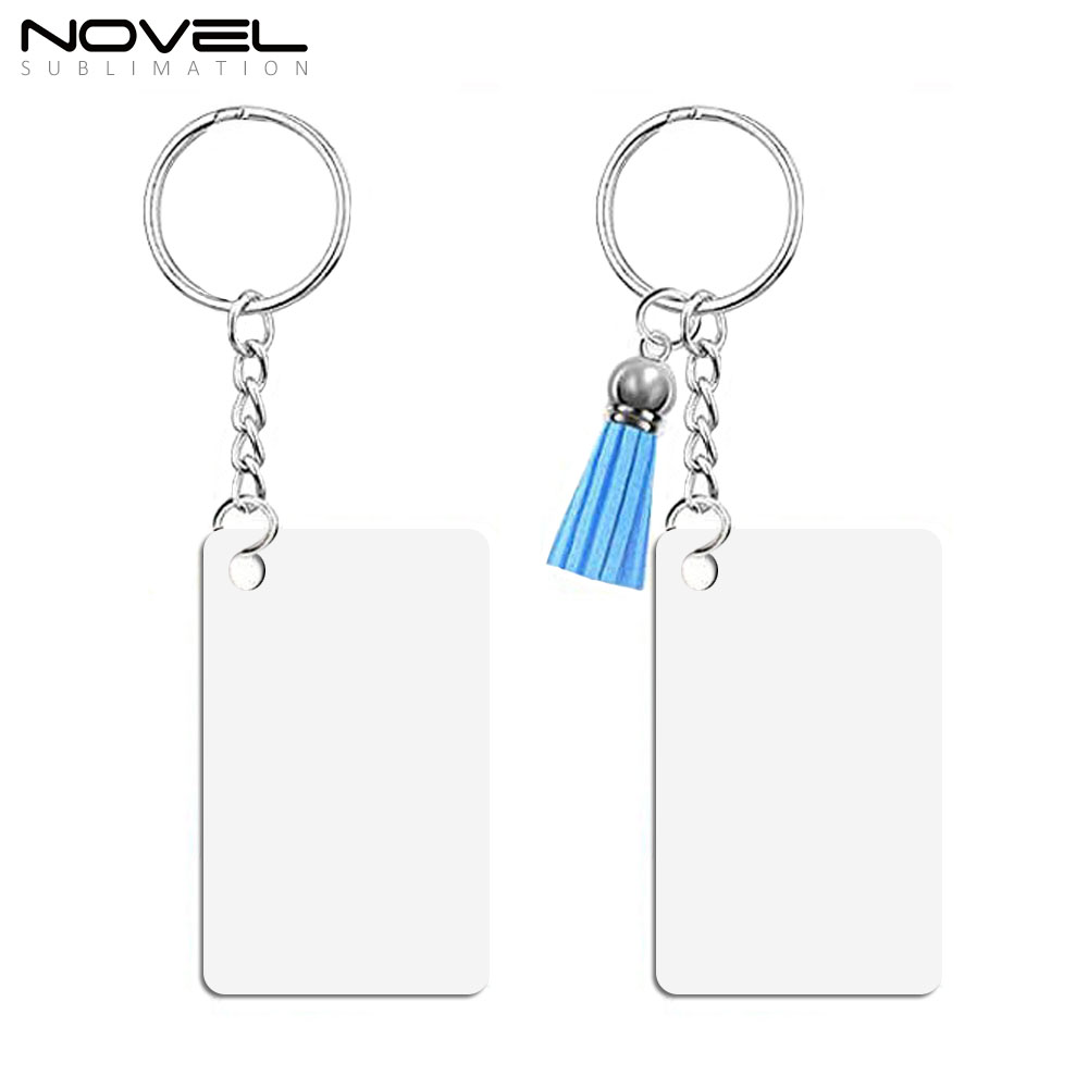 Sublimation MDF Keychains with Tassel MDF Key Ring 6 Shapes Sublimation Blank Keyring 30pcs/set