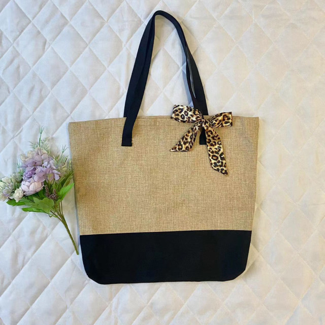 New Arrival Sublimation Blank Jute and Black Bag Reusable Custom Tote Bag Shoppong Bag