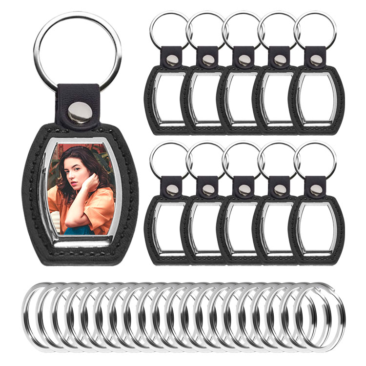 Special Price Custom Blank Sublimation PU Back Keychain PU Back Keyring