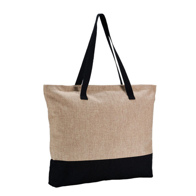 New Arrival Sublimation Blank Jute and Black Bag Reusable Custom Tote Bag Shoppong Bag