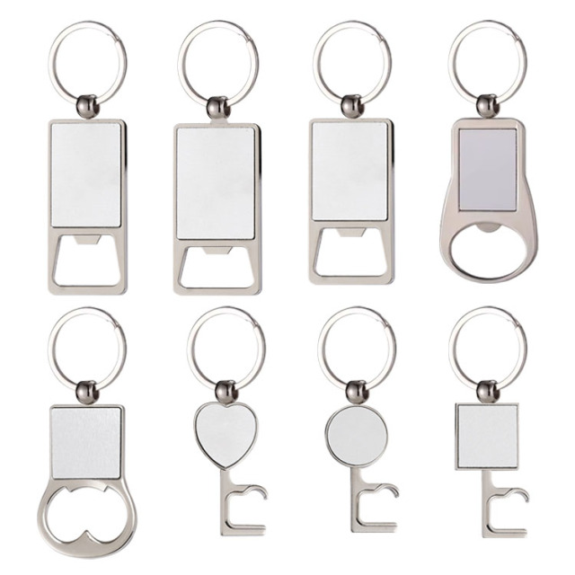 New Arrival Personalized Sublimation Blank Bottle Opener Keychain Beer Opener Metal Keyring