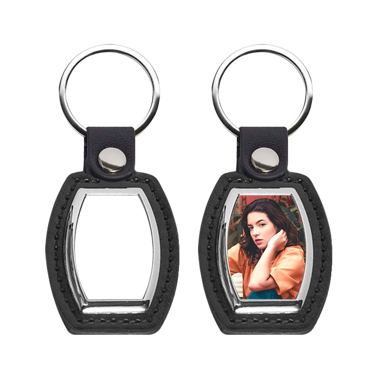 Special Price Custom Blank Sublimation PU Back Keychain PU Back Keyring