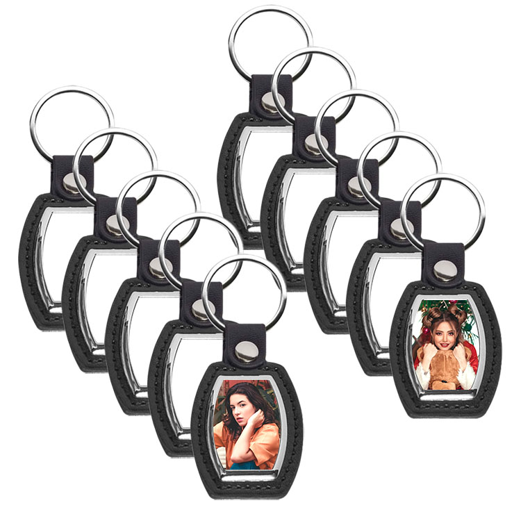 Special Price Custom Blank Sublimation PU Back Keychain PU Back Keyring