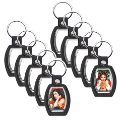 New Custom Blank Sublimation PU Back Keychain PU Back Keyring