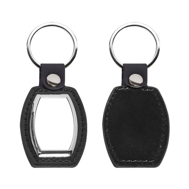 New Custom Blank Sublimation PU Back Keychain PU Back Keyring