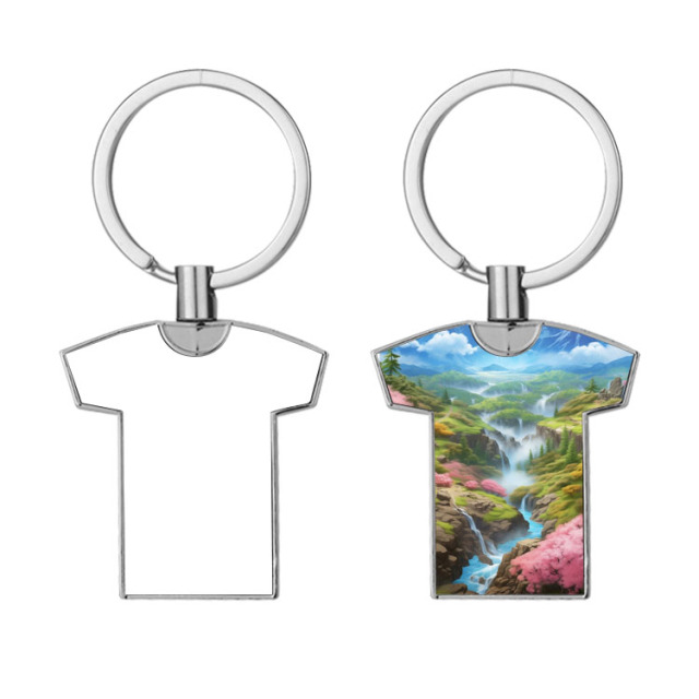 New!!! Personalized Sublimation Blank T-shirt Shape Keychain Metal Keyring