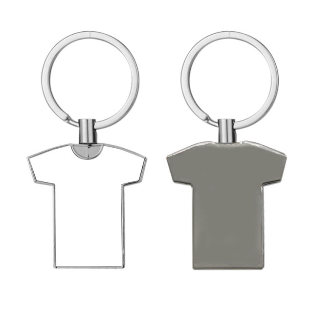 New!!! Personalized Sublimation Blank T-shirt Shape Keychain Metal Keyring