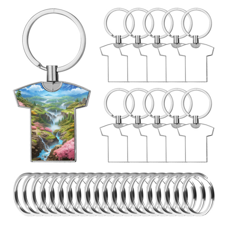 Personalized Sublimation Blank T-shirt Shape Keychain Metal Keyring