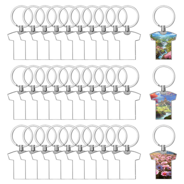 New!!! Personalized Sublimation Blank T-shirt Shape Keychain Metal Keyring