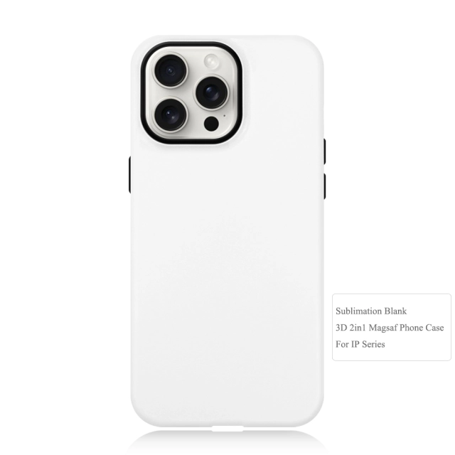 New arrival Sublimation 3D 2in1 Magsafe Phone Case For iPhone 13,14,15 Series Support Wireless Charging