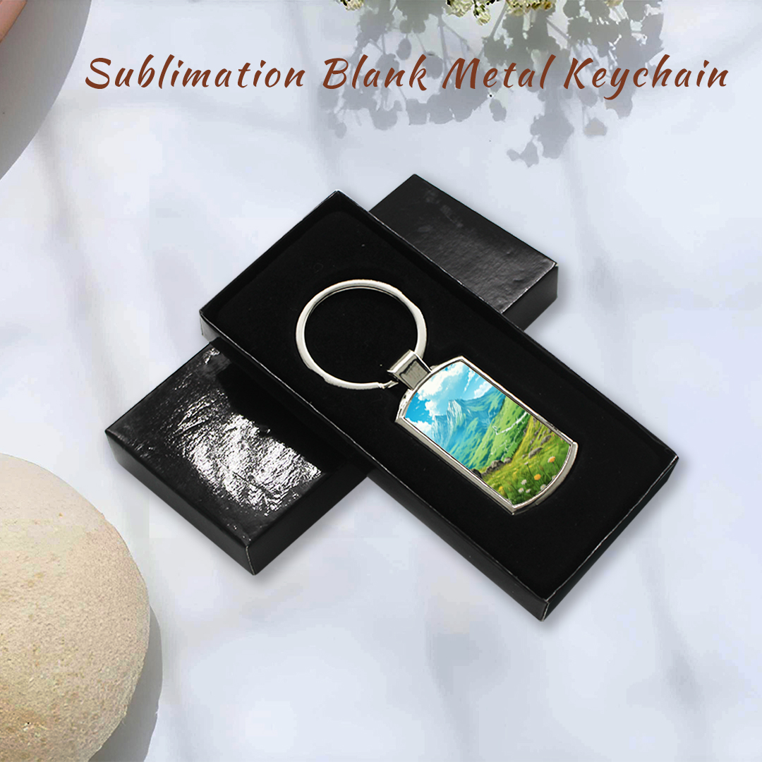 DIY Sublimation Blank Metal Keychain Rectangle Keyring Bag Charms Accessories