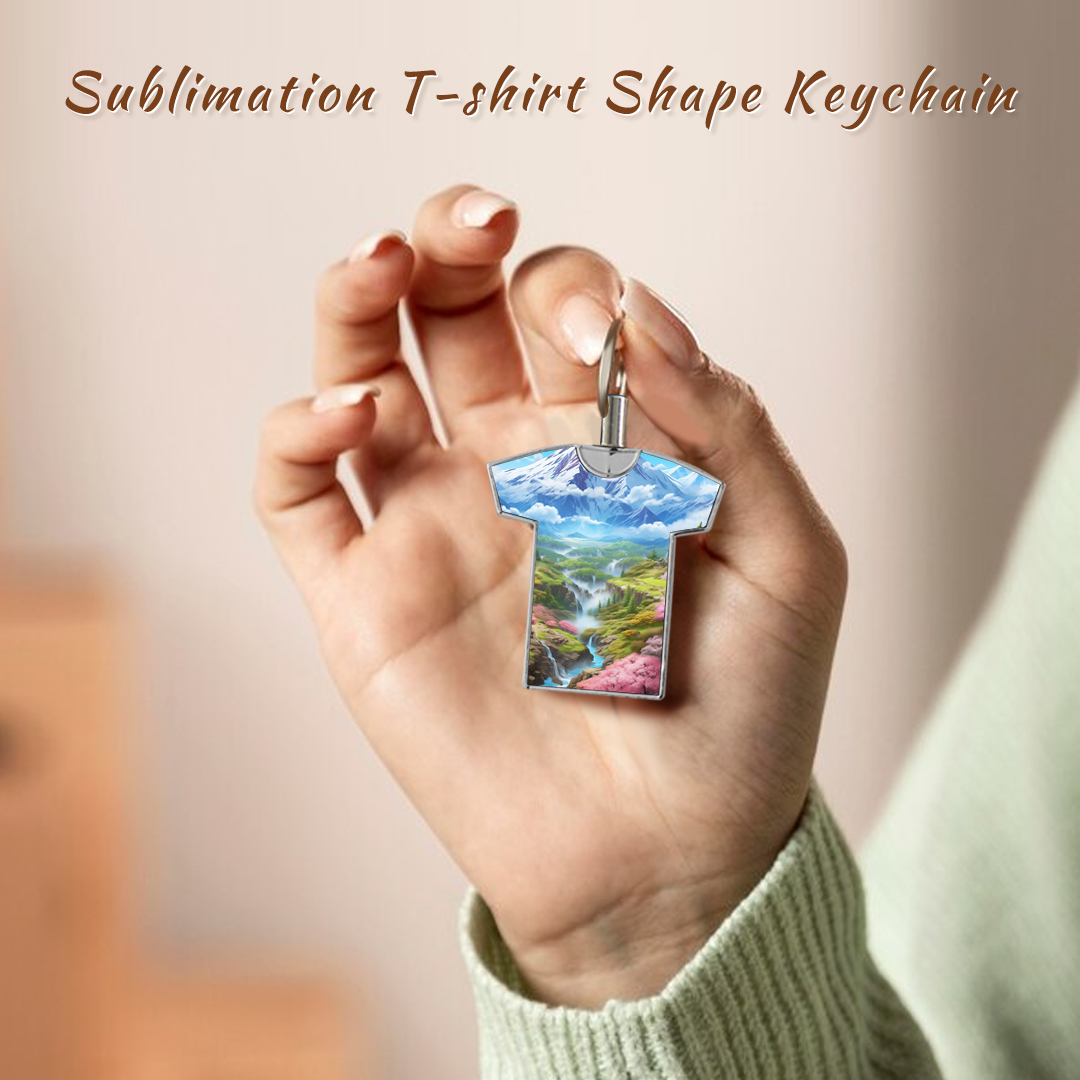 Personalized Sublimation Blank T-shirt Shape Keychain Metal Keyring