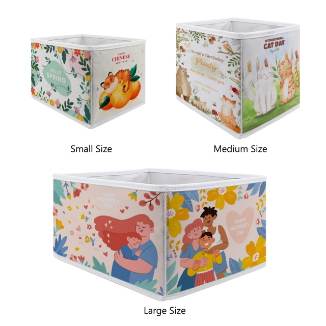 Sublimation Non-Woven Fabric Storage Boxes Closet Organizers for Clothes Storage, Office Storage