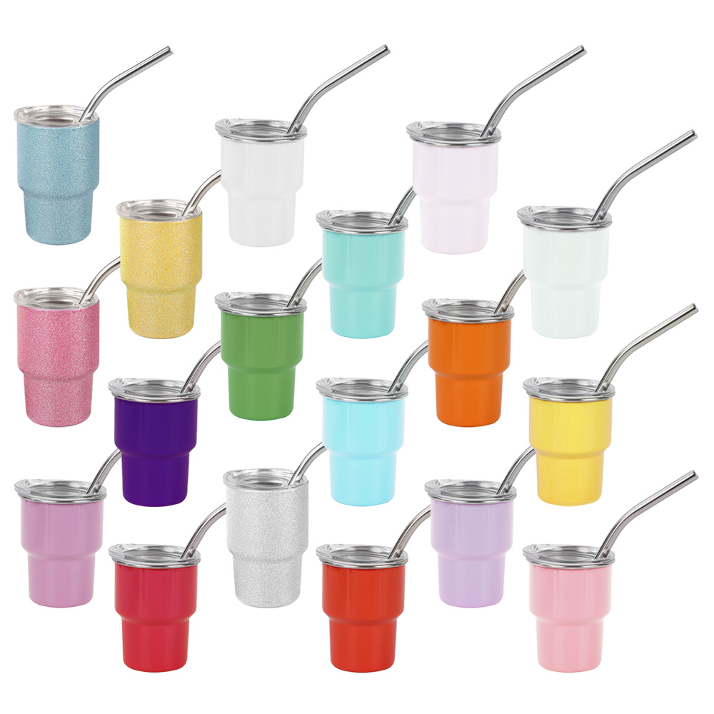 New Arrival 2oz/3oz Sublimation Stainless Steel Mug Mini Tumbler Shot Glass with Straw and Lid