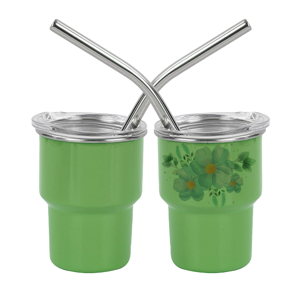 New Arrival 2oz/3oz Sublimation Stainless Steel Mug Mini Tumbler Shot Glass with Straw and Lid