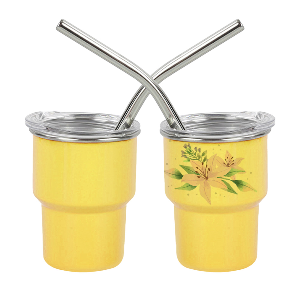 New Arrival 2oz/3oz Sublimation Stainless Steel Mug Mini Tumbler Shot Glass with Straw and Lid