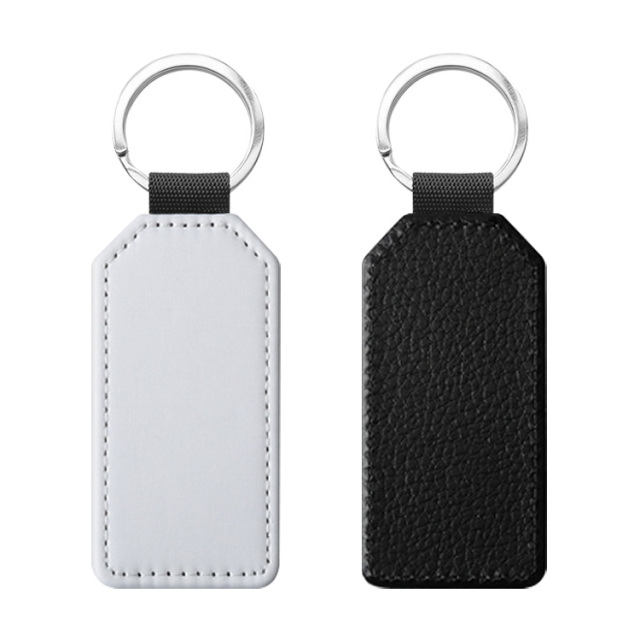 Popular DIY Sublimation PU Leather Blank Leather Keychain,Single-sided Printable Key Ring Key Tag