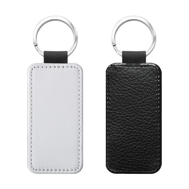 Popular DIY Sublimation PU Leather Blank Leather Keychain,Single-sided Printable Key Ring Key Tag