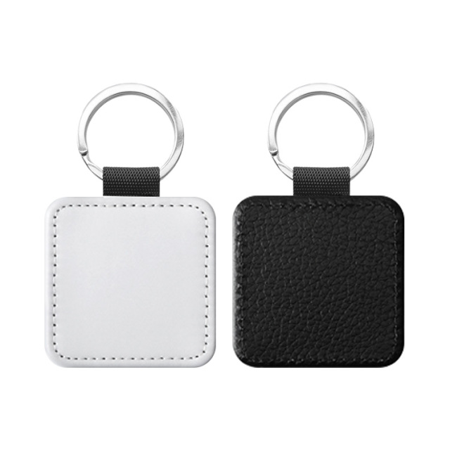 Popular DIY Sublimation PU Leather Blank Leather Keychain,Single-sided Printable Key Ring Key Tag