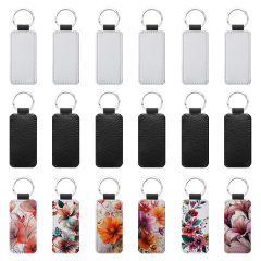Popular DIY Sublimation PU Leather Blank Leather Keychain,Single-sided Printable Key Ring Key Tag