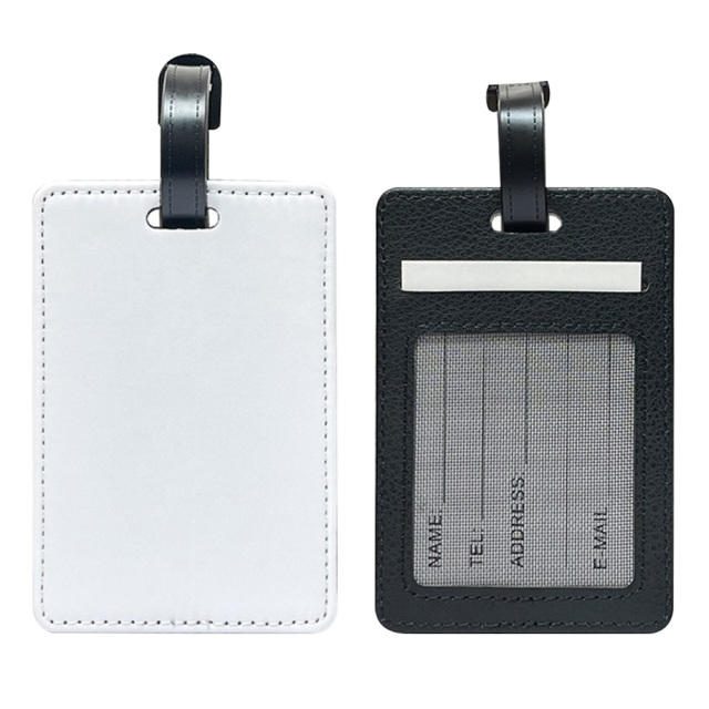 Sublimation PU Leather Luggage Tag Bag Tag White Heat Transfer Name Tag Blank Suitcase Tags Travel Business ID Card