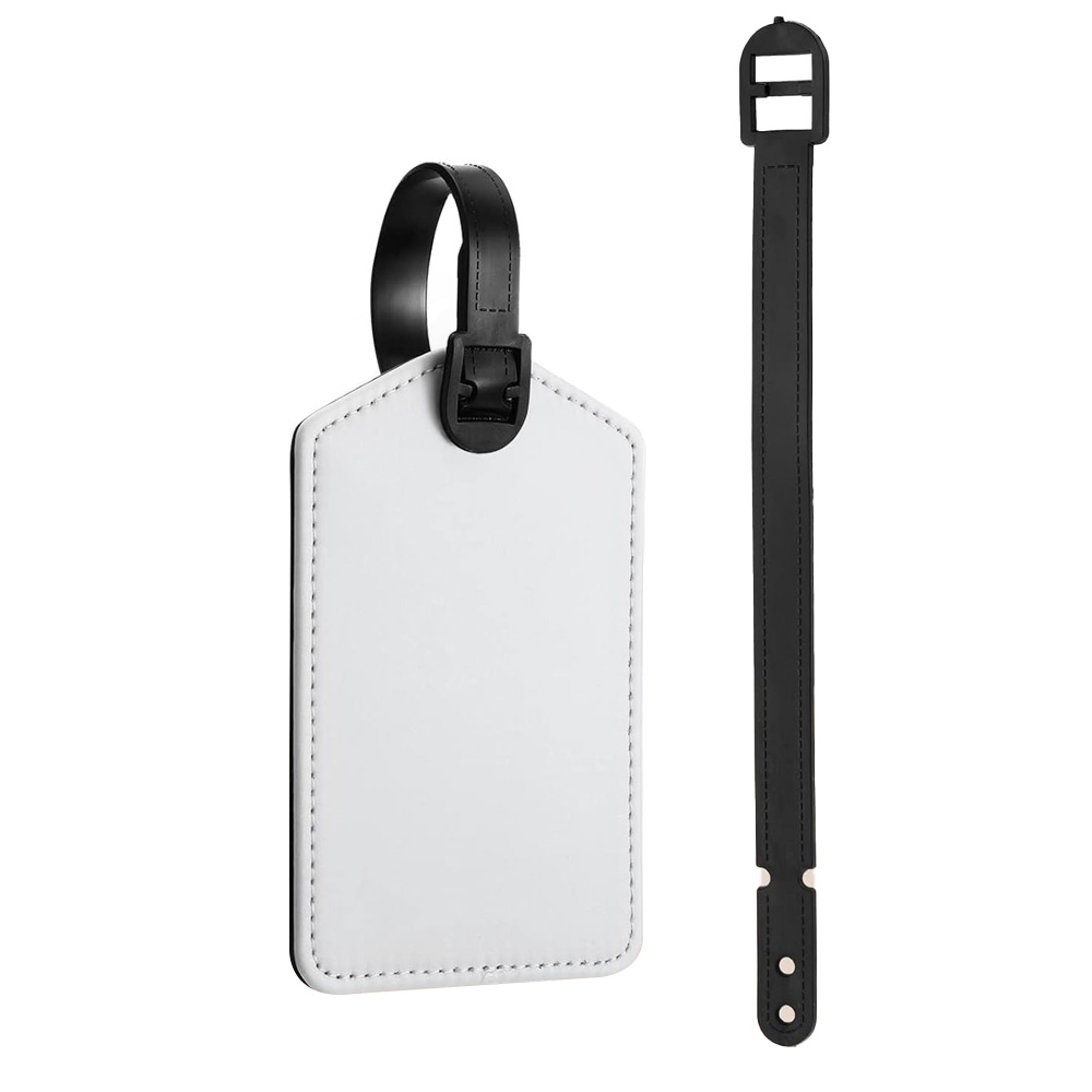 Sublimation PU Leather Luggage Tag Bag Tag White Heat Transfer Name Tag Blank Suitcase Tags Travel Business ID Card