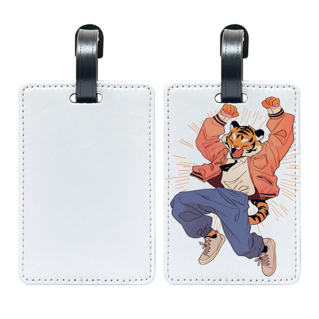 Sublimation PU Leather Luggage Tag Bag Tag White Heat Transfer Name Tag Blank Suitcase Tags Travel Business ID Card