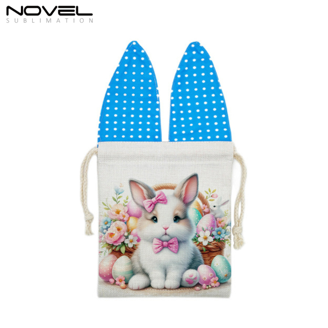 Sublimation Easter Bundle Pocket Blank Linen Rabbit Ear Bundle Pocket Drawstring Bag