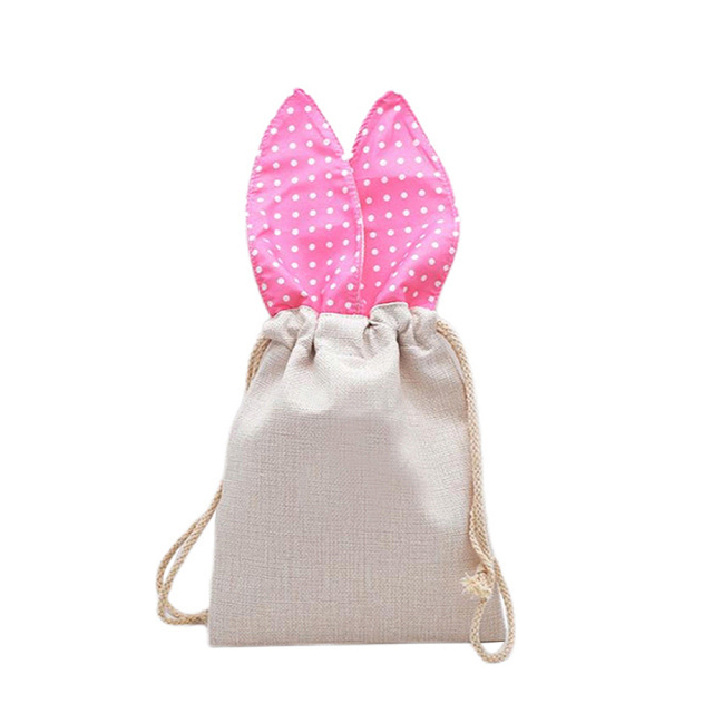 Sublimation Easter Bundle Pocket Blank Linen Rabbit Ear Bundle Pocket Drawstring Bag