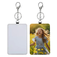 Sublimation White Canvas Bus Card Holder Business Credit Card Pocket Bag Tag with Metal Buckle