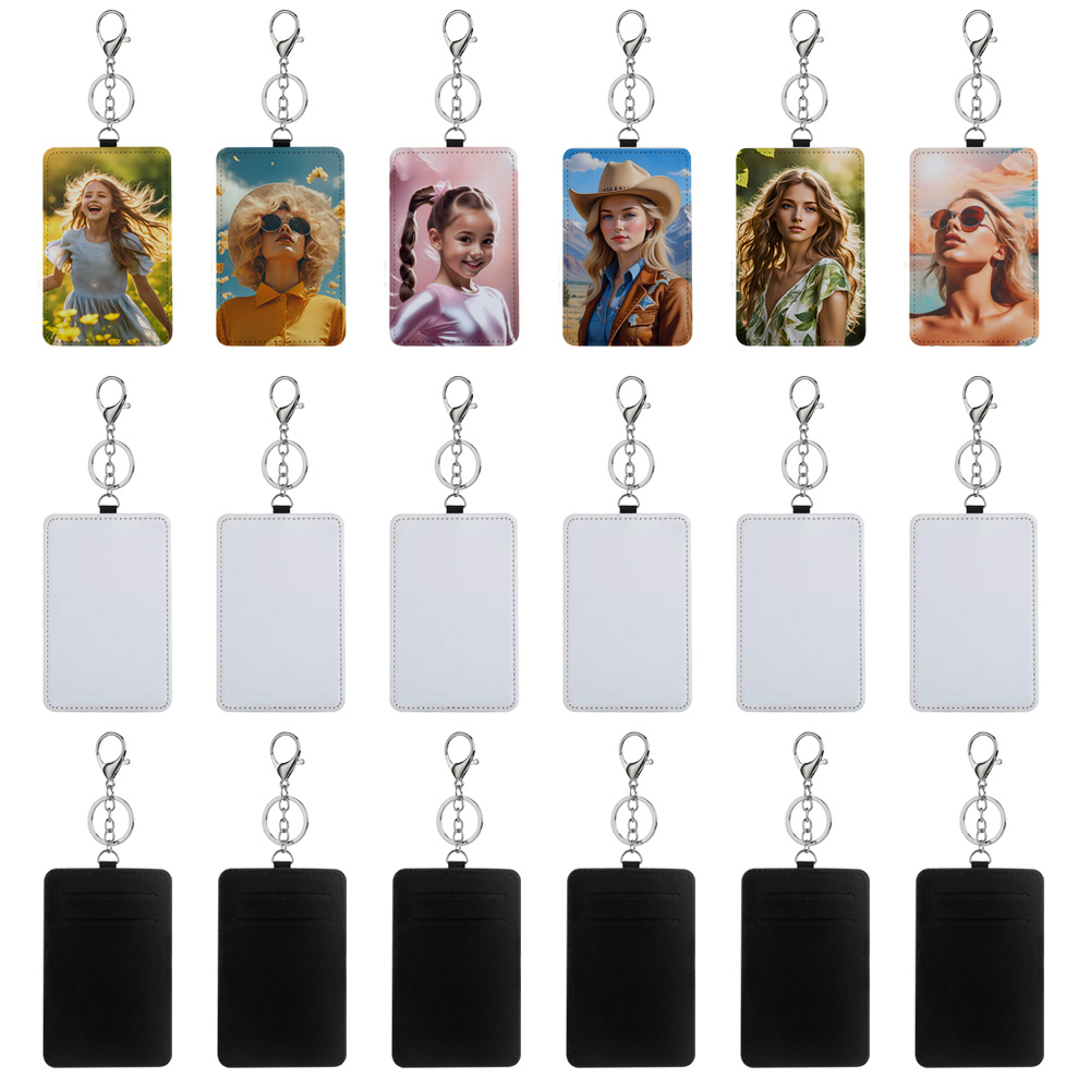 Sublimation White Canvas Bus Card Holder Business Credit Card Pocket Bag Tag with Metal Buckle