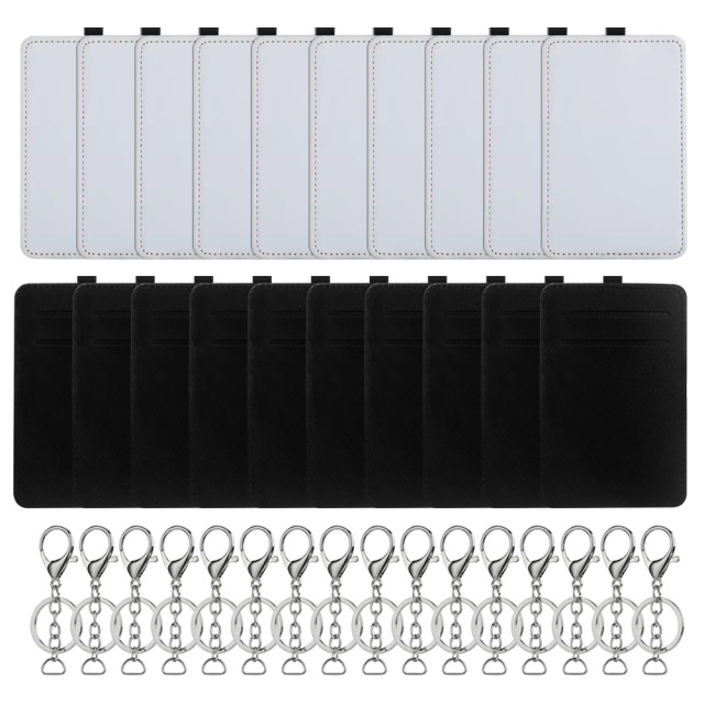 Sublimation White Canvas Bus Card Holder Business Credit Card Pocket Bag Tag with Metal Buckle