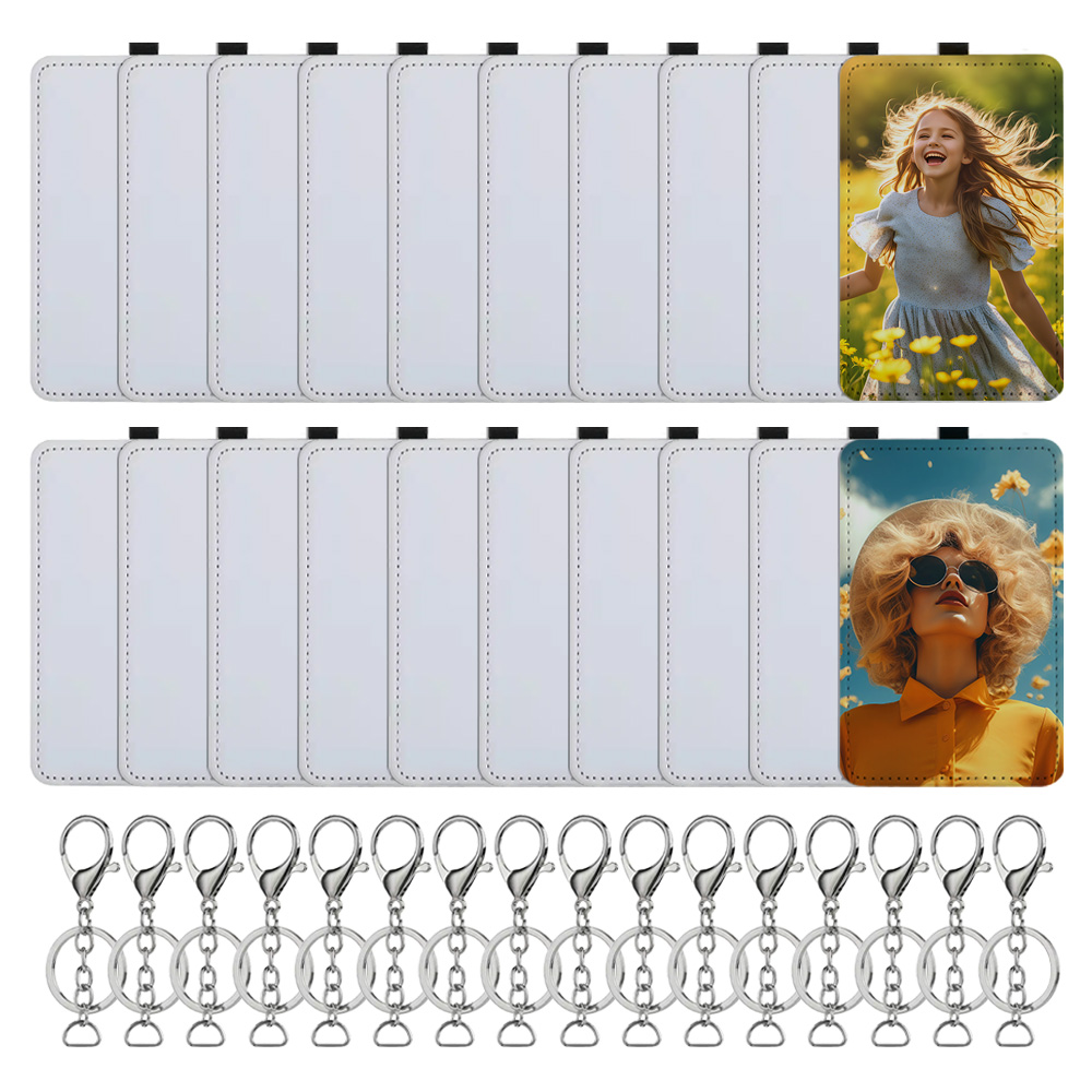 Sublimation White Canvas Bus Card Holder Business Credit Card Pocket Bag Tag with Metal Buckle