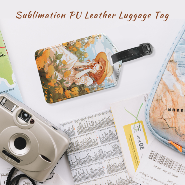 Sublimation PU Leather Luggage Tag Bag Tag White Heat Transfer Name Tag Blank Suitcase Tags Travel Business ID Card