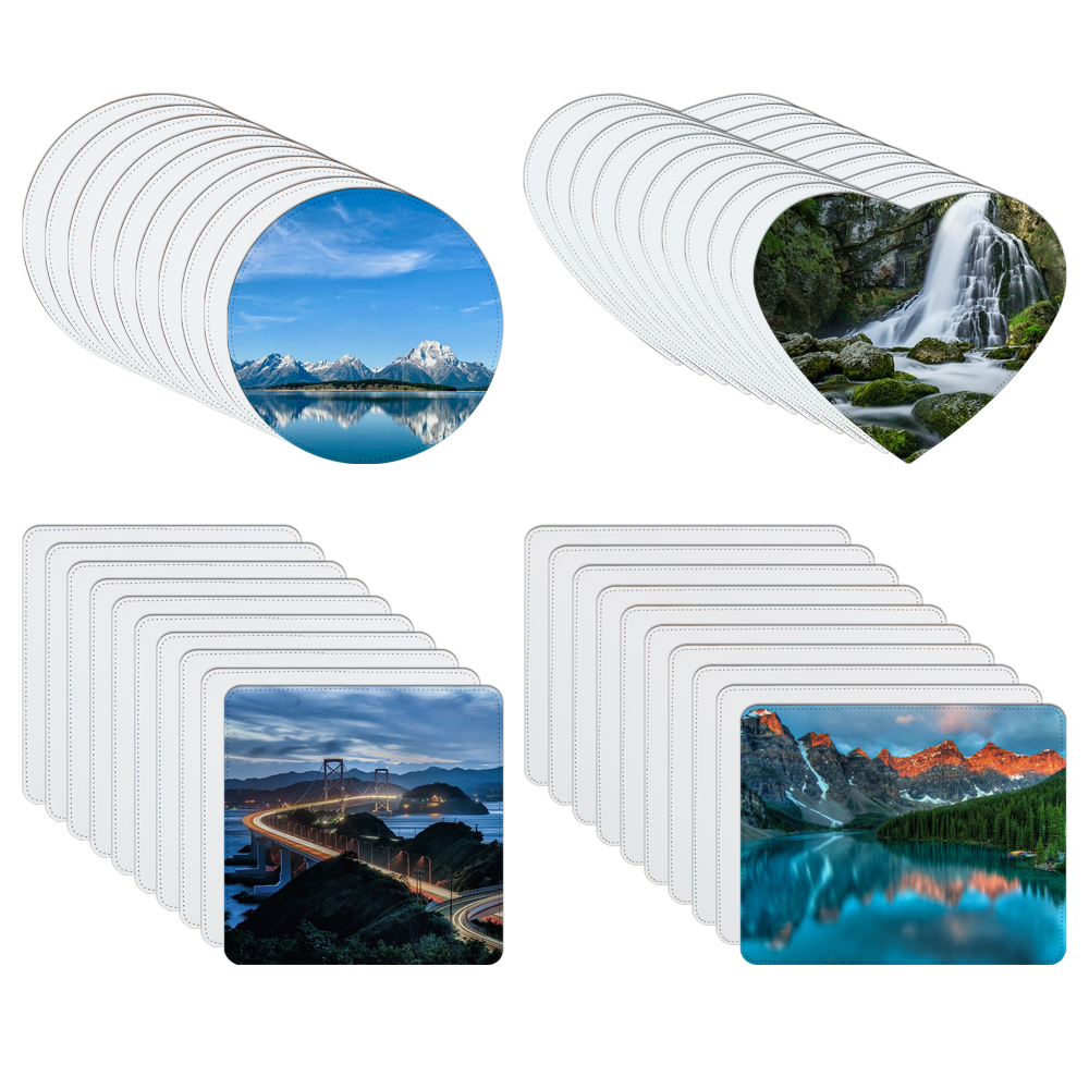 Discount Hot Selling! Sublimation Blank PU Leather Mouse Pad With Different Shapes Wholesale PU Leather Desk Mat Gaming Mouse Pad