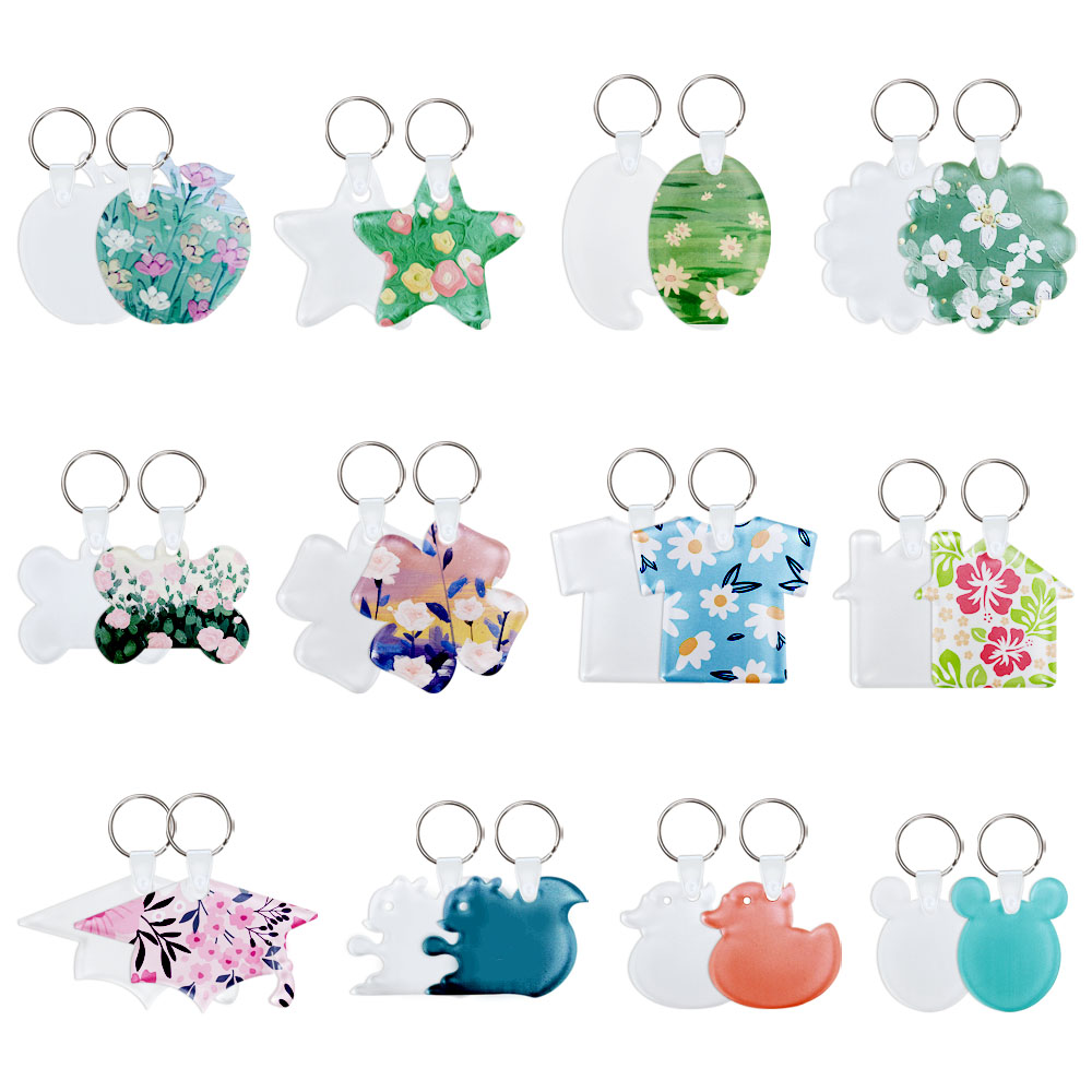 Sublimation Transparent Acrylic Single Sided Print Keyring DIY Keychain
