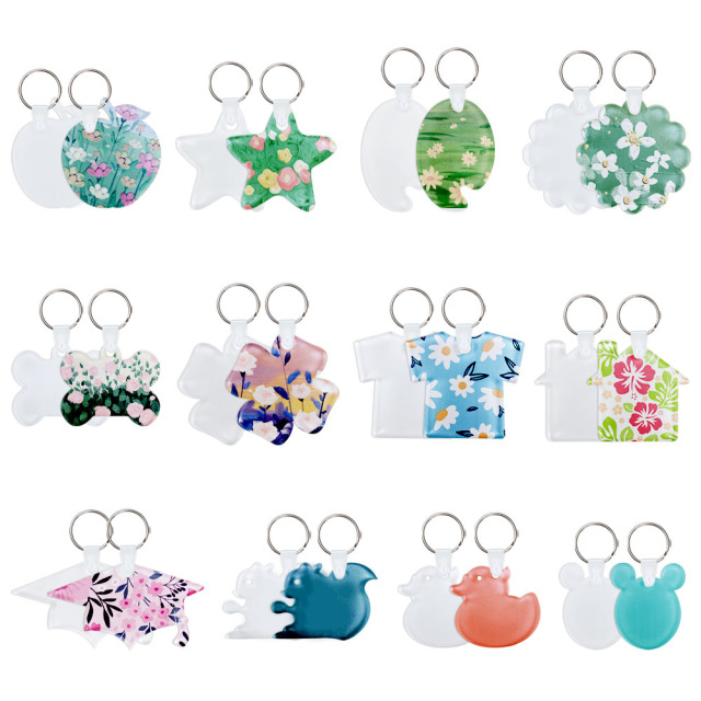 New Arrival Sublimation Transparent Acrylic Single Sided Print Keyring DIY Keychain