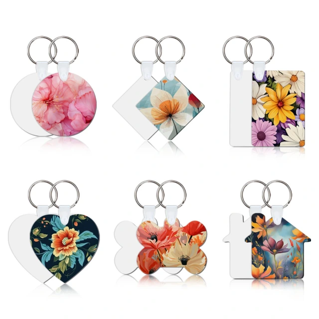 New Arrival Sublimation MDF Double Sided Print Keyring DIY Keychain