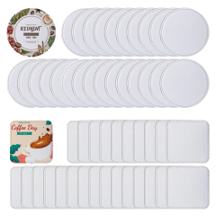 DIY Pattern High Quality Heat press Sublimation Blank PU leather Coaster Round PU Leather Coaster Sublimation Mug Pad Square PU Leather Mug Coaster Sublimation Blank Pad