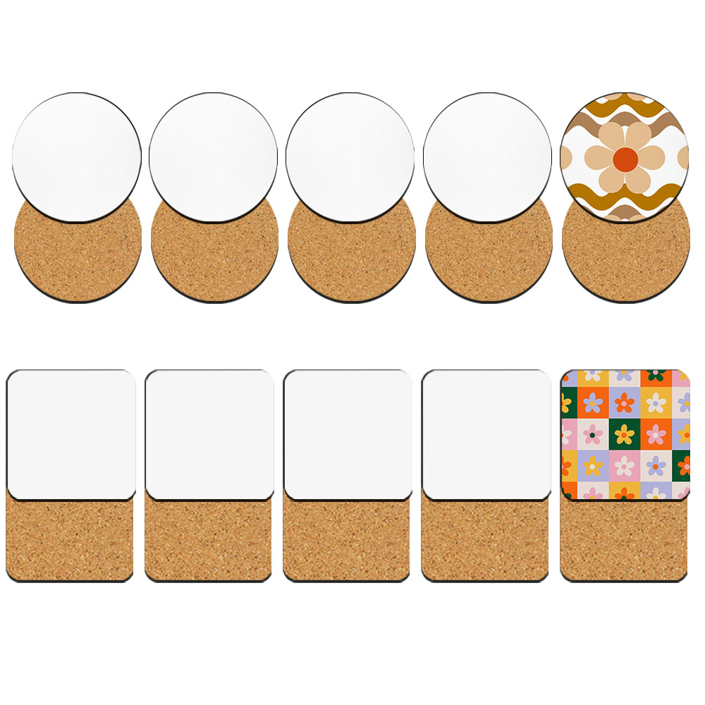 Sublimation MDF Coasters DIY Square/Round MDF Cup Pad with Cork & without Cork