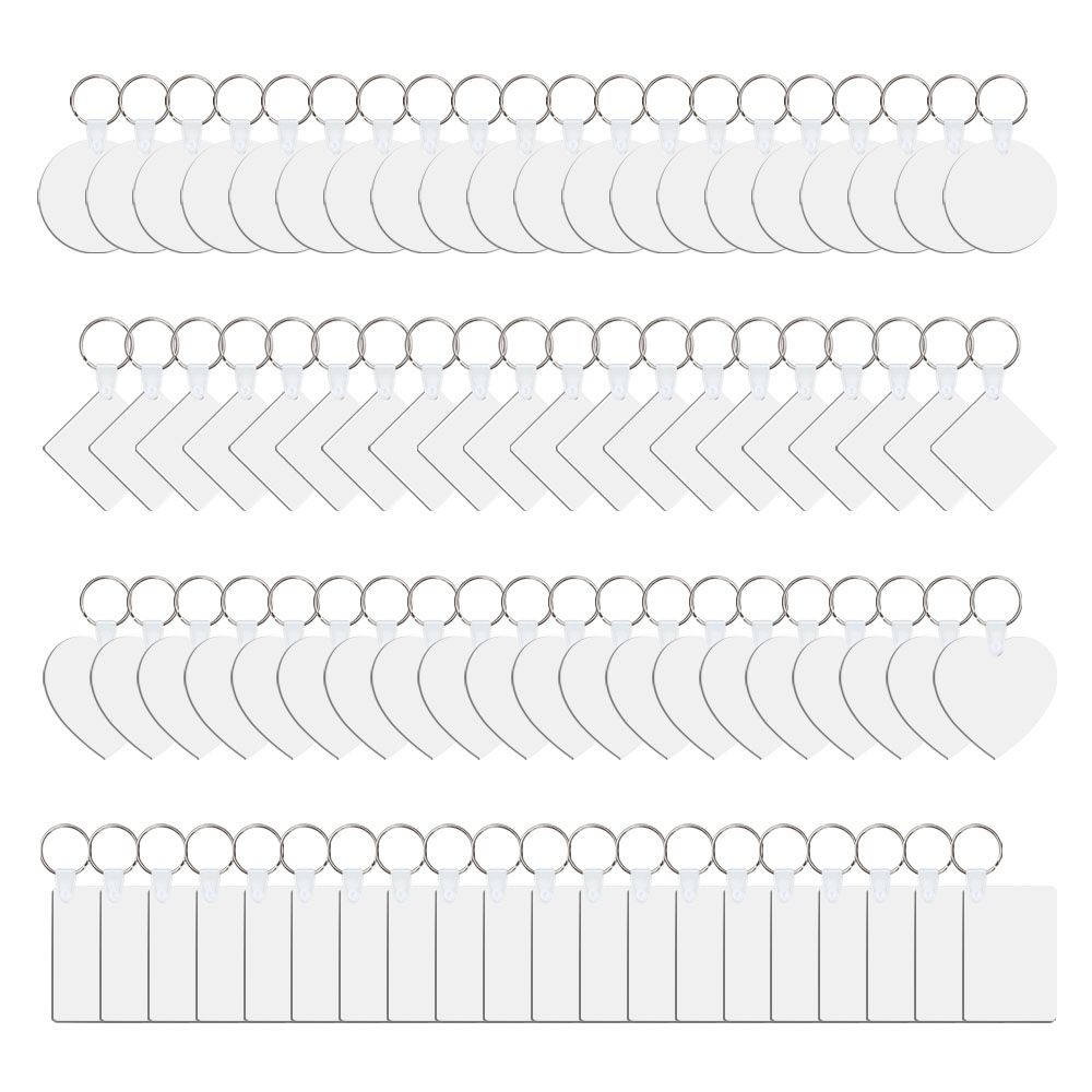 Sublimation MDF Double Sided Print Keyring DIY Keychain Heat Press Custom Keychain