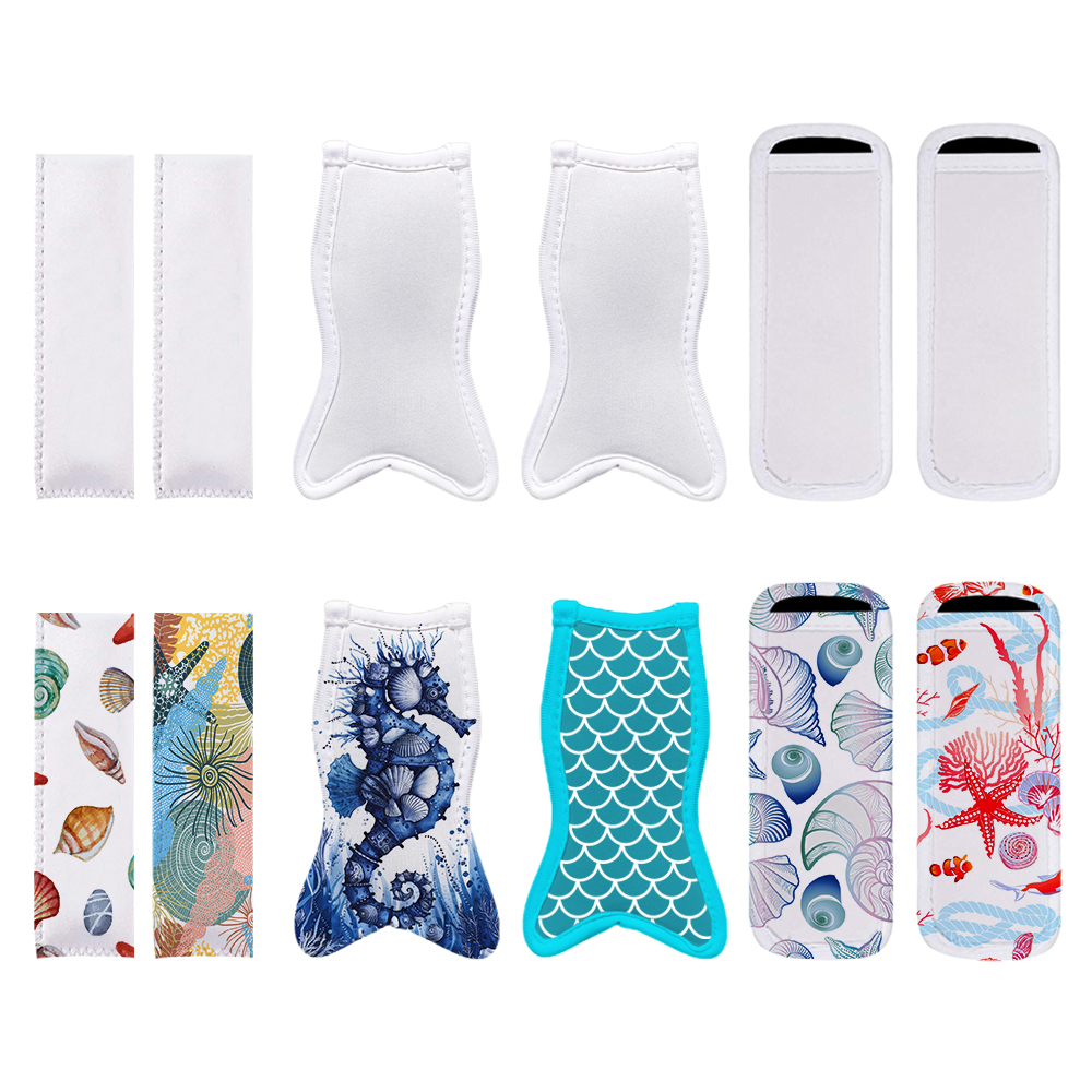 Sublimation Blank White Ice Pop Sleeves Popsicle Holders Bags, Reusable Neoprene Freezer Popsicle Covers for Kids Party Supplies