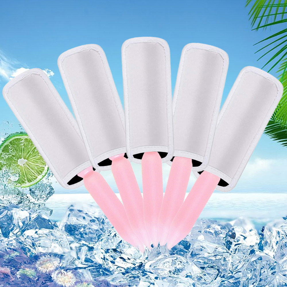 Sublimation Blank White Ice Pop Sleeves Popsicle Holders Bags, Reusable Neoprene Freezer Popsicle Covers for Kids Party Supplies