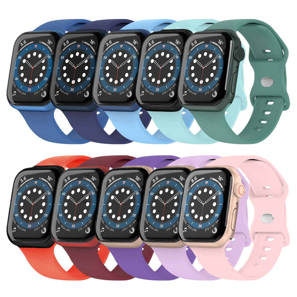 New Arrival Solid Color Silicone Eight-character Buckle Strap iWatch Strap Various Colors Available