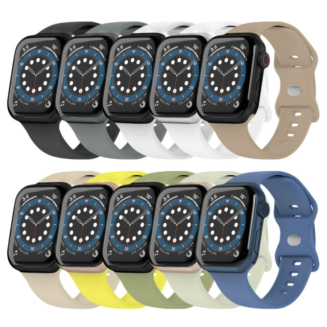 New Arrival Solid Color Silicone Eight-character Buckle Strap iWatch Strap Various Colors Available